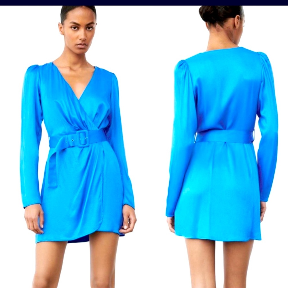 Zara Belted Dress Cobalt Blue NWT Size S